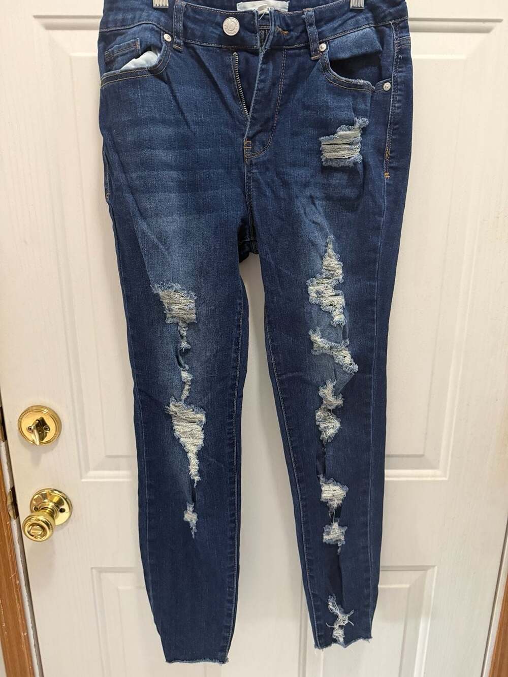 Almost Famous Distressed Skinny Jeans Dark Wash
